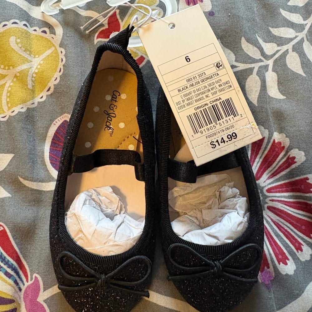 Cat & Jack Sparkly Black Dress Shoes